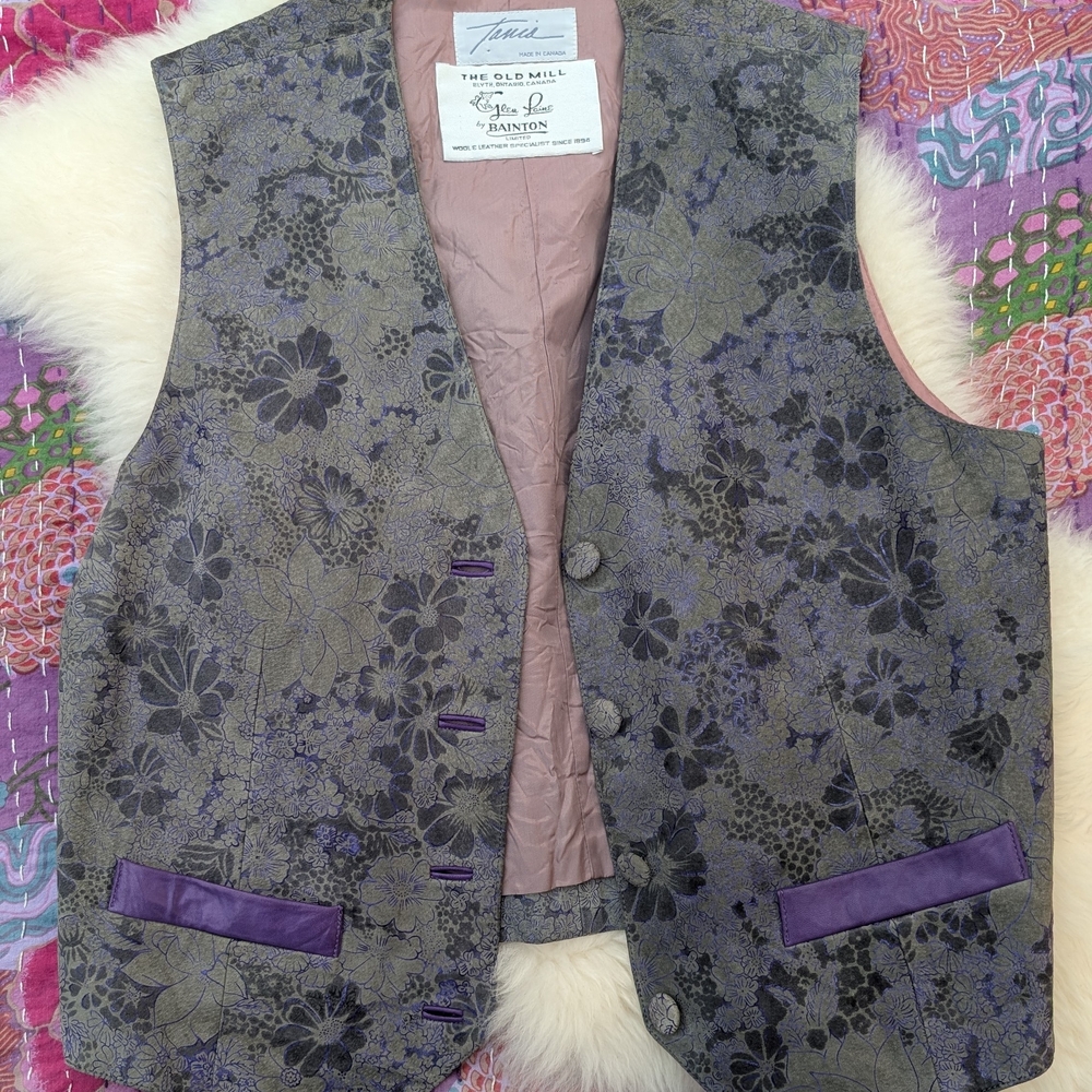 Floral Patterned Vest with Purple Accents